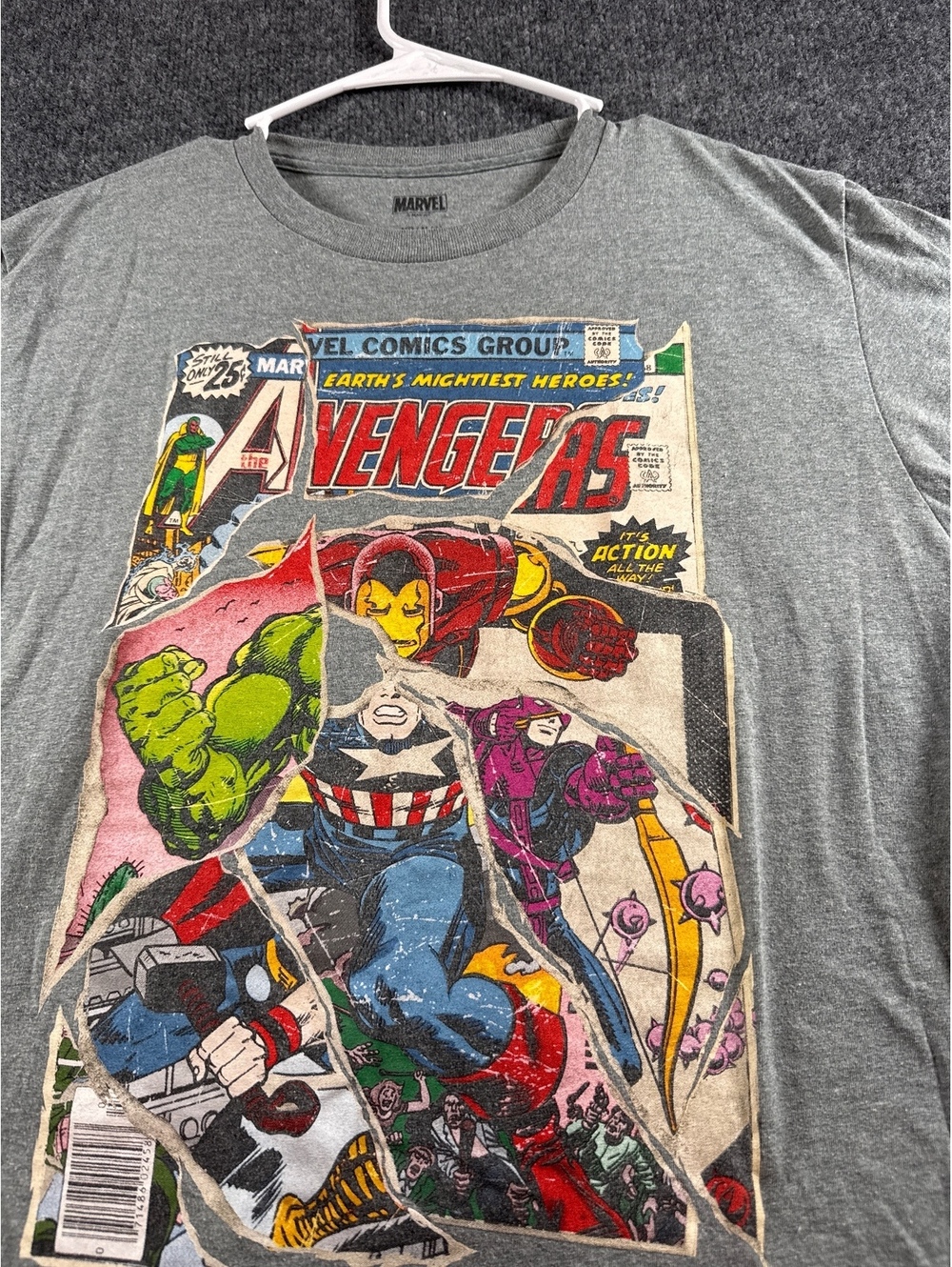 Marvel Avengers Men's Medium M Gray Comic Book Graphic T Shirt Hulk Thor Iron